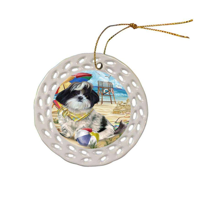 Pet Friendly Beach Shih Tzu Dog Ceramic Doily Ornament DPOR50099