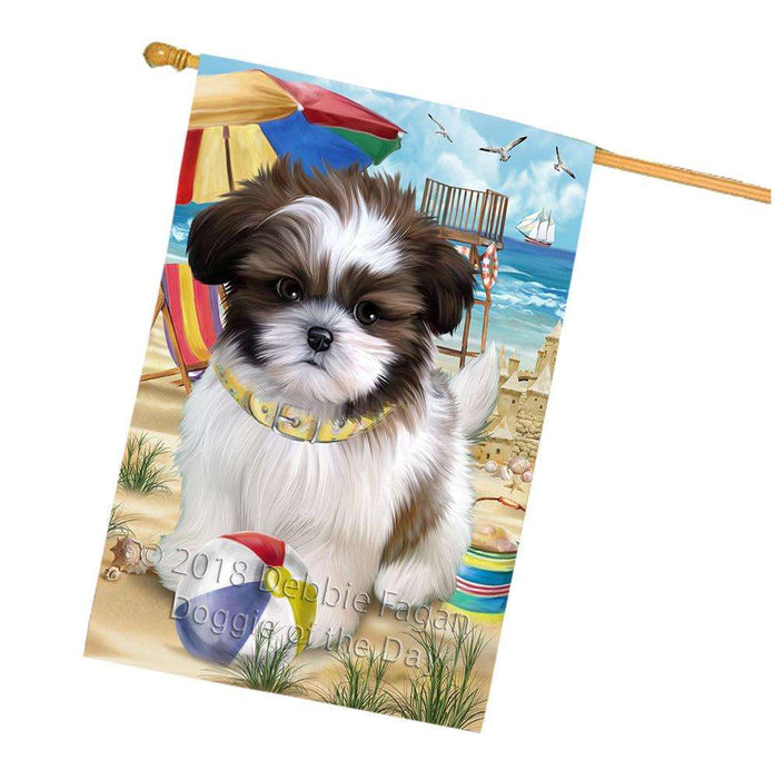 Pet Friendly Beach Shih Tzu Dog House Flag FLG50061