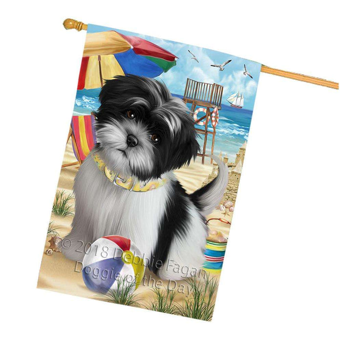 Pet Friendly Beach Shih Tzu Dog House Flag FLG50063