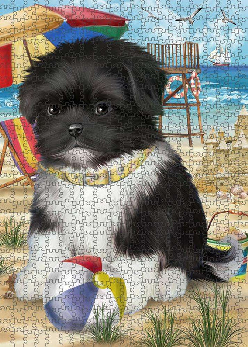 Pet Friendly Beach Shih Tzu Dog Puzzle with Photo Tin PUZL53997