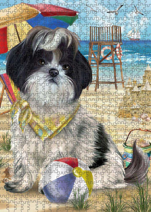 Pet Friendly Beach Shih Tzu Dog Puzzle with Photo Tin PUZL54003