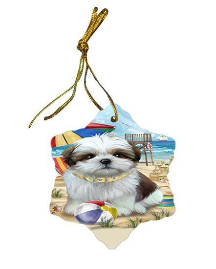 Pet Friendly Beach Shih Tzu Dog Star Porcelain Ornament SPOR50087