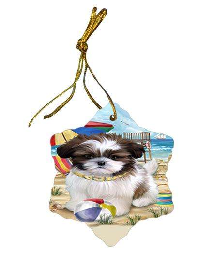 Pet Friendly Beach Shih Tzu Dog Star Porcelain Ornament SPOR50088