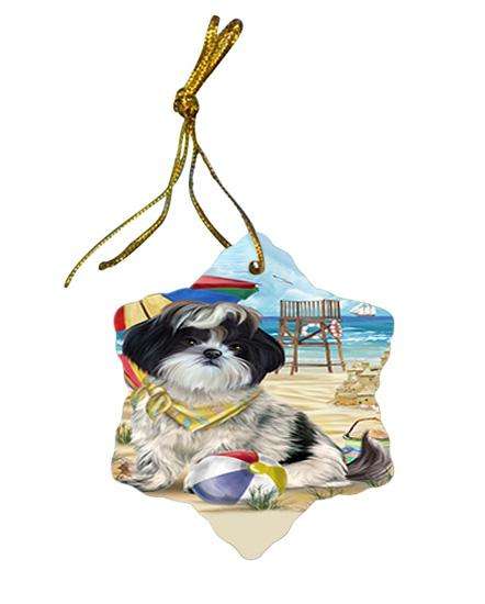 Pet Friendly Beach Shih Tzu Dog Star Porcelain Ornament SPOR50091
