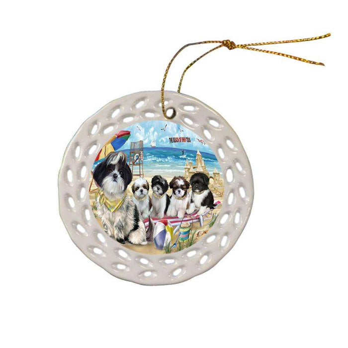 Pet Friendly Beach Shih Tzus Dog Ceramic Doily Ornament DPOR50094
