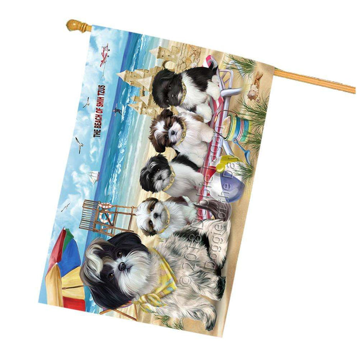 Pet Friendly Beach Shih Tzus Dog House Flag FLG50059