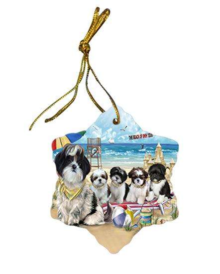 Pet Friendly Beach Shih Tzus Dog Star Porcelain Ornament SPOR50086