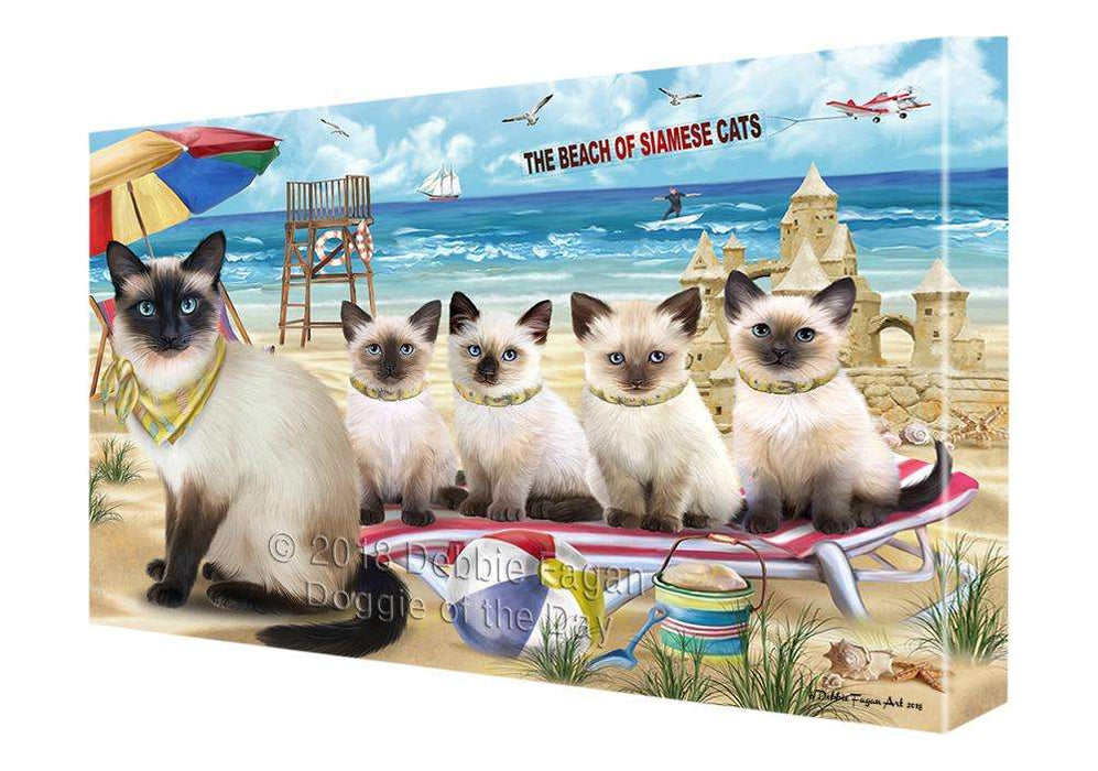 Pet Friendly Beach Siamese Cat Canvas Print Wall Art Décor CVS81647