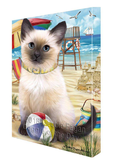 Pet Friendly Beach Siamese Cat Canvas Print Wall Art Décor CVS81656