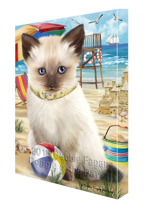 Pet Friendly Beach Siamese Cat Canvas Print Wall Art Décor CVS81665
