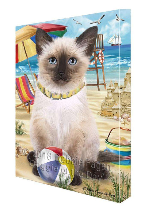 Pet Friendly Beach Siamese Cat Canvas Print Wall Art Décor CVS81674
