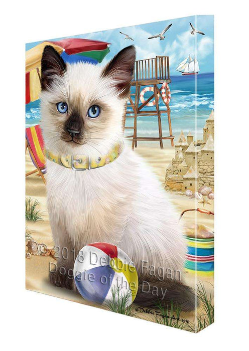 Pet Friendly Beach Siamese Cat Canvas Print Wall Art Décor CVS81683