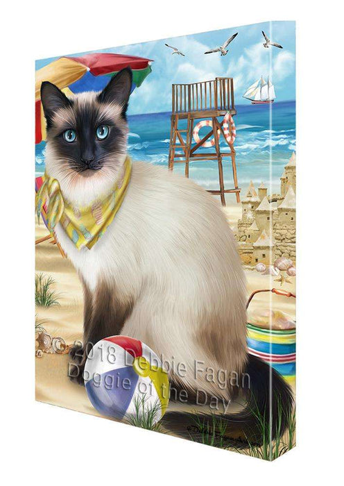 Pet Friendly Beach Siamese Cat Canvas Print Wall Art Décor CVS81692
