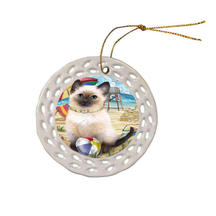 Pet Friendly Beach Siamese Cat Ceramic Doily Ornament DPOR51599
