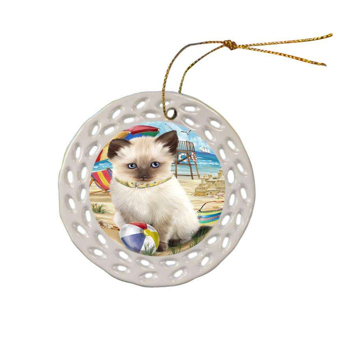 Pet Friendly Beach Siamese Cat Ceramic Doily Ornament DPOR51600