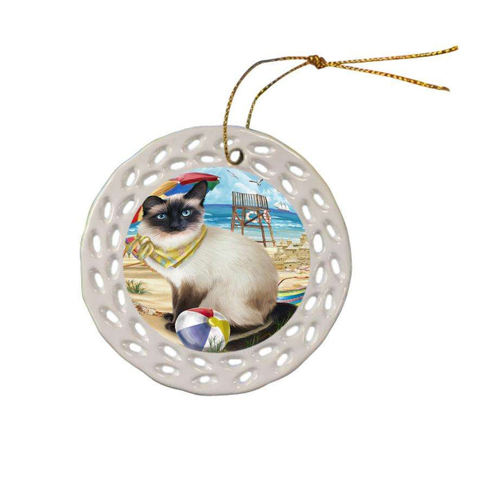 Pet Friendly Beach Siamese Cat Ceramic Doily Ornament DPOR51603