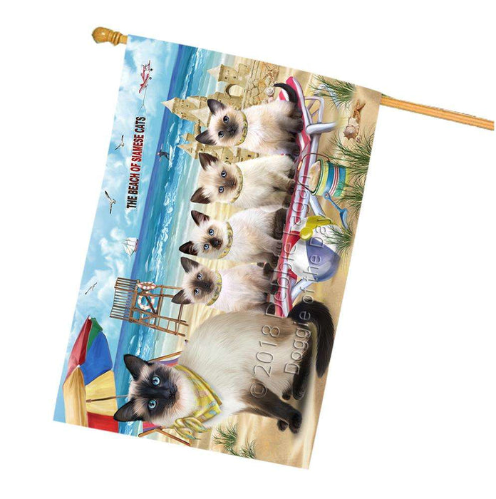 Pet Friendly Beach Siamese Cat House Flag FLG51731