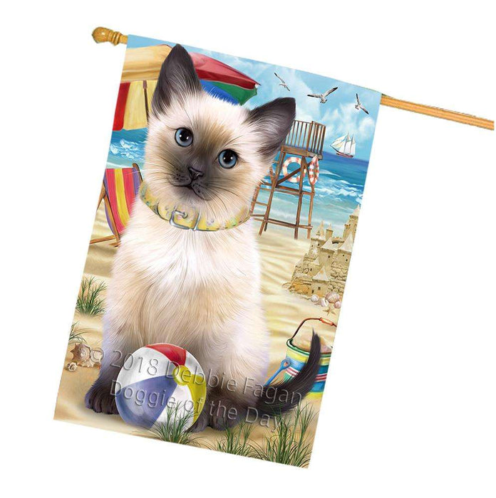 Pet Friendly Beach Siamese Cat House Flag FLG51732