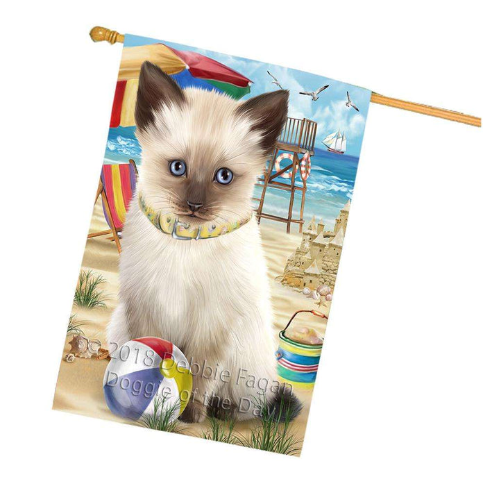 Pet Friendly Beach Siamese Cat House Flag FLG51733