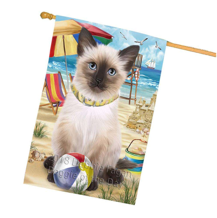 Pet Friendly Beach Siamese Cat House Flag FLG51734