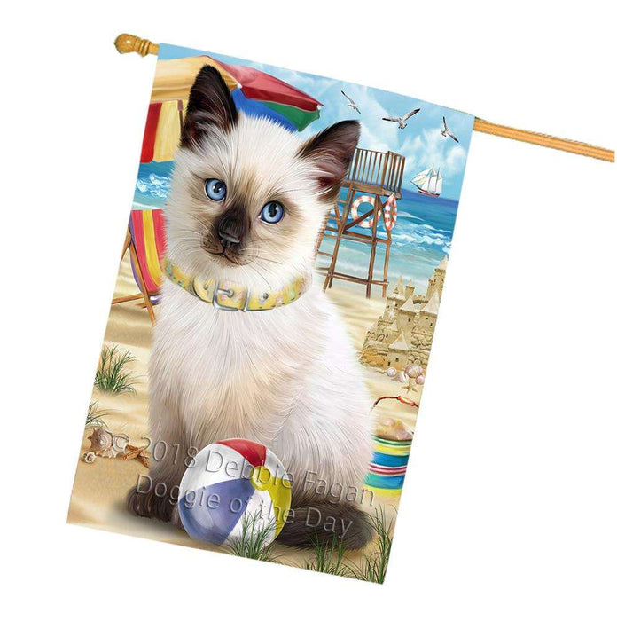 Pet Friendly Beach Siamese Cat House Flag FLG51735