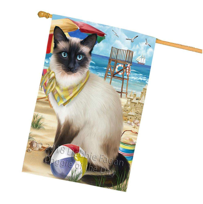 Pet Friendly Beach Siamese Cat House Flag FLG51736