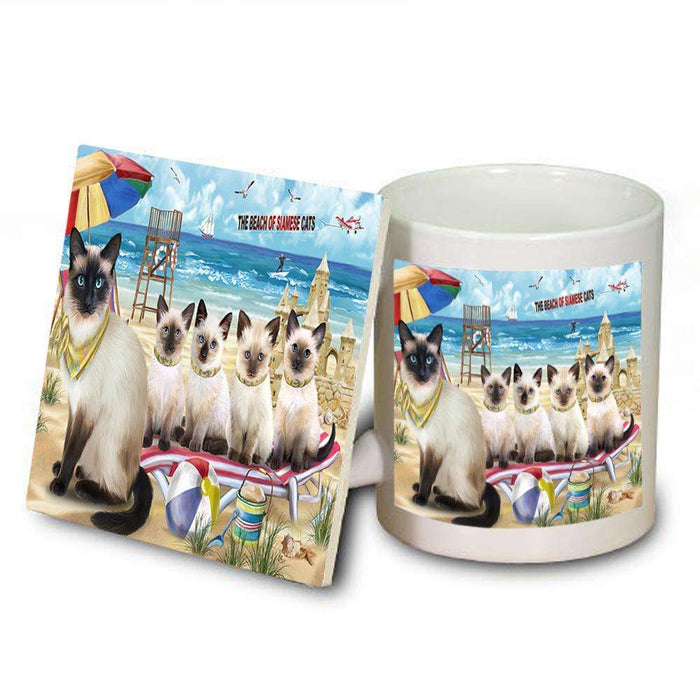 Pet Friendly Beach Siamese Cat Mug and Coaster Set MUC51590