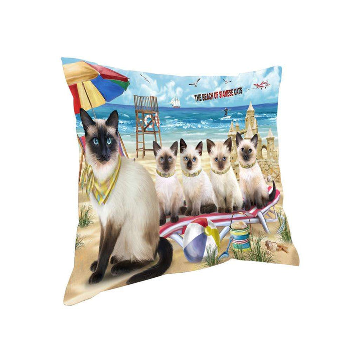 Pet Friendly Beach Siamese Cat Pillow PIL62756