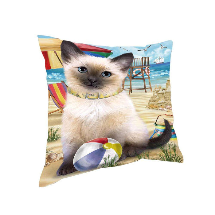 Pet Friendly Beach Siamese Cat Pillow PIL62760