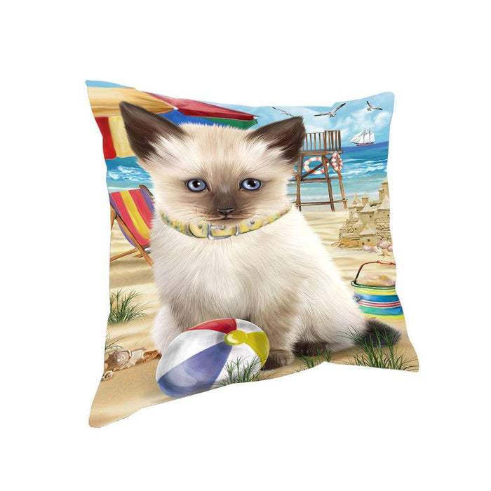 Pet Friendly Beach Siamese Cat Pillow PIL62764