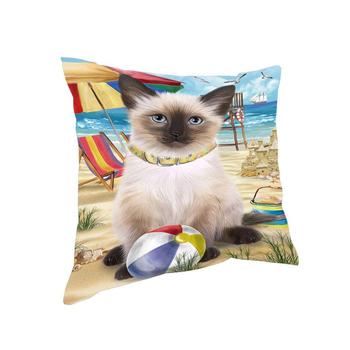 Pet Friendly Beach Siamese Cat Pillow PIL62768