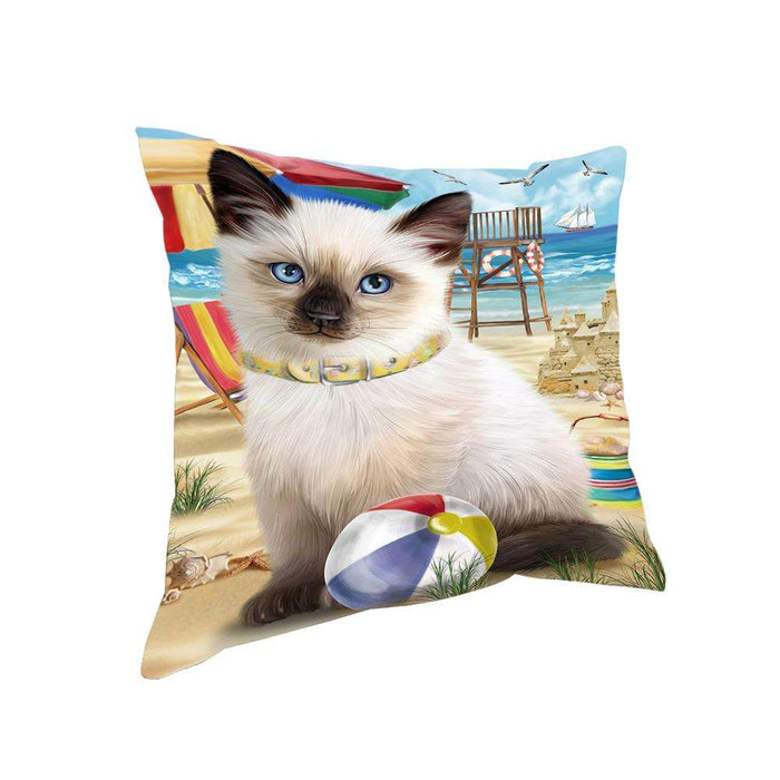 Pet Friendly Beach Siamese Cat Pillow PIL62772