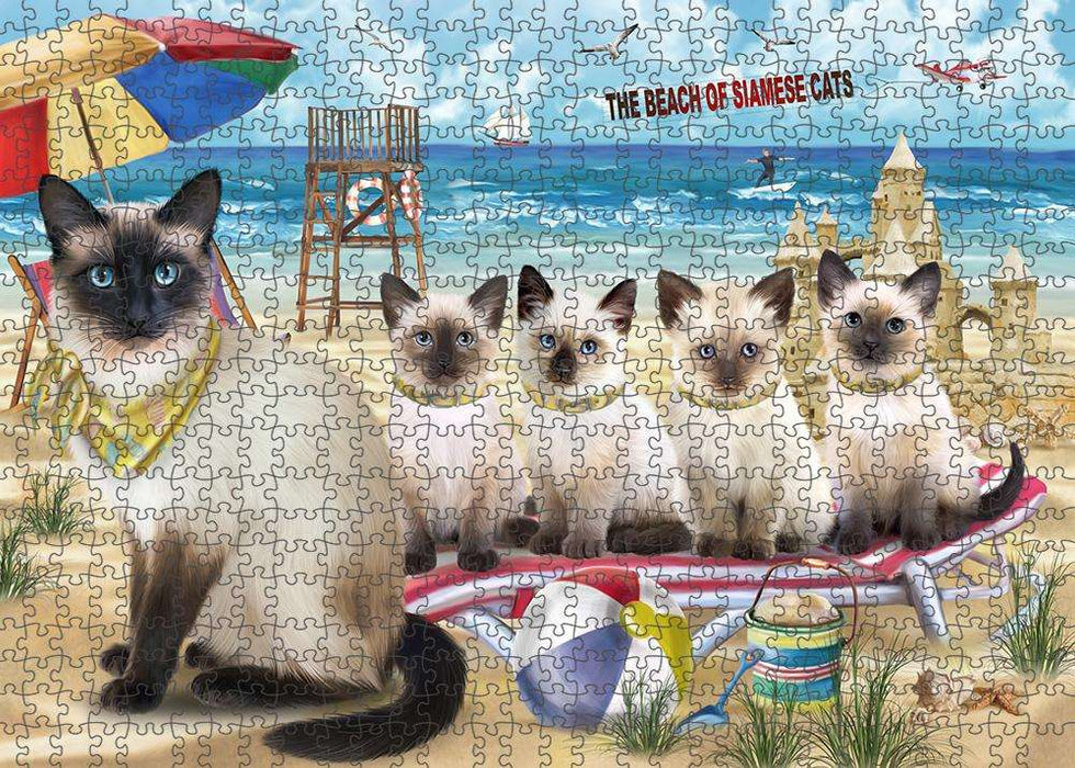 Pet Friendly Beach Siamese Cat Puzzle with Photo Tin PUZL58881