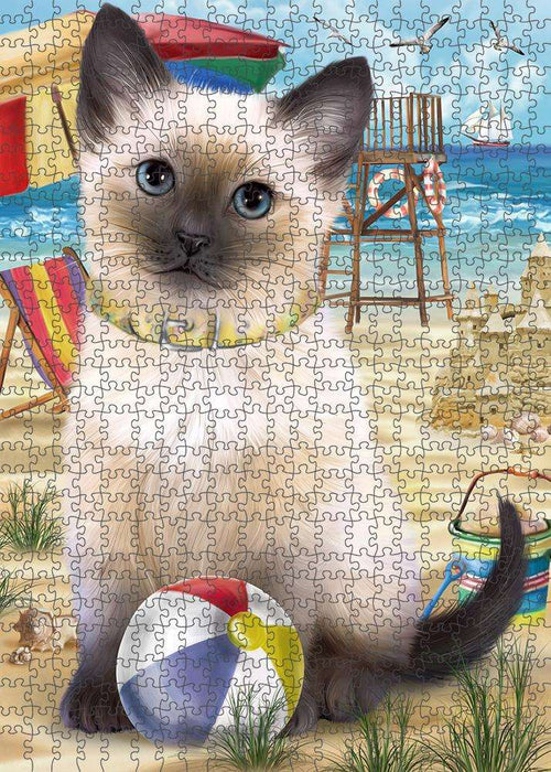 Pet Friendly Beach Siamese Cat Puzzle with Photo Tin PUZL58884