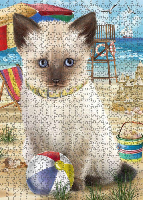 Pet Friendly Beach Siamese Cat Puzzle with Photo Tin PUZL58887