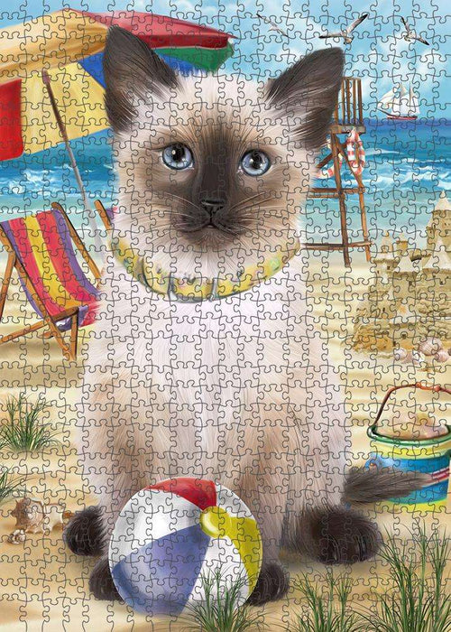 Pet Friendly Beach Siamese Cat Puzzle with Photo Tin PUZL58890