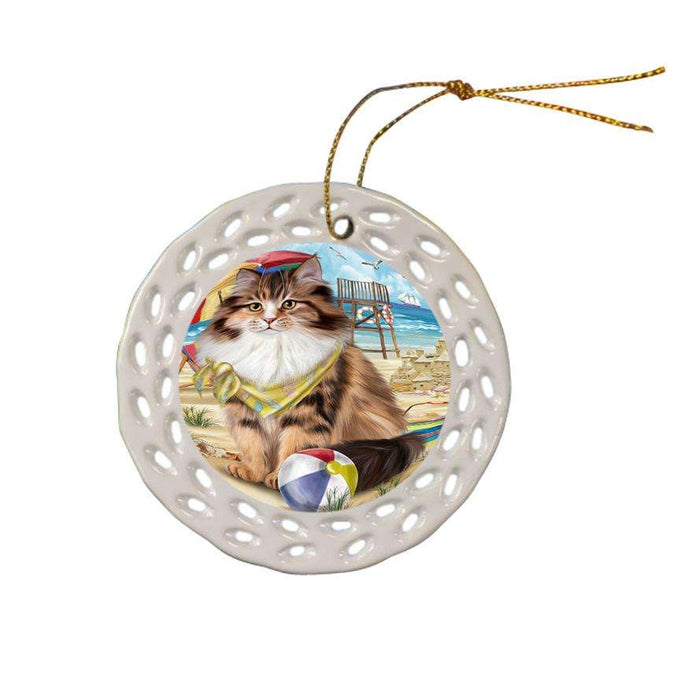 Pet Friendly Beach Siberian Cat Ceramic Doily Ornament DPOR54186