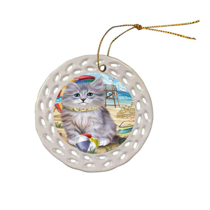 Pet Friendly Beach Siberian Cat Ceramic Doily Ornament DPOR54188