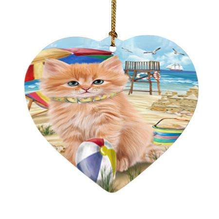 Pet Friendly Beach Siberian Cat Heart Christmas Ornament HPOR54189