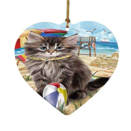 Pet Friendly Beach Siberian Cat Heart Christmas Ornament HPOR54190