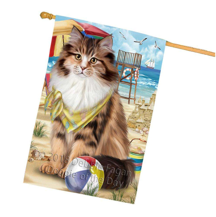 Pet Friendly Beach Siberian Cat House Flag FLG54384