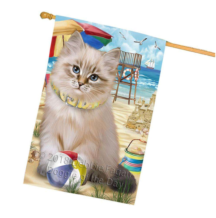 Pet Friendly Beach Siberian Cat House Flag FLG54385