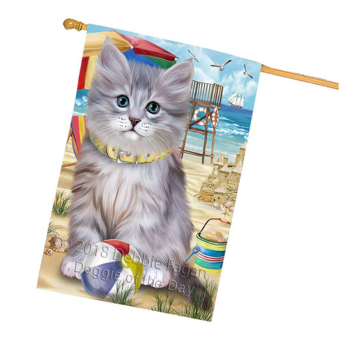 Pet Friendly Beach Siberian Cat House Flag FLG54386