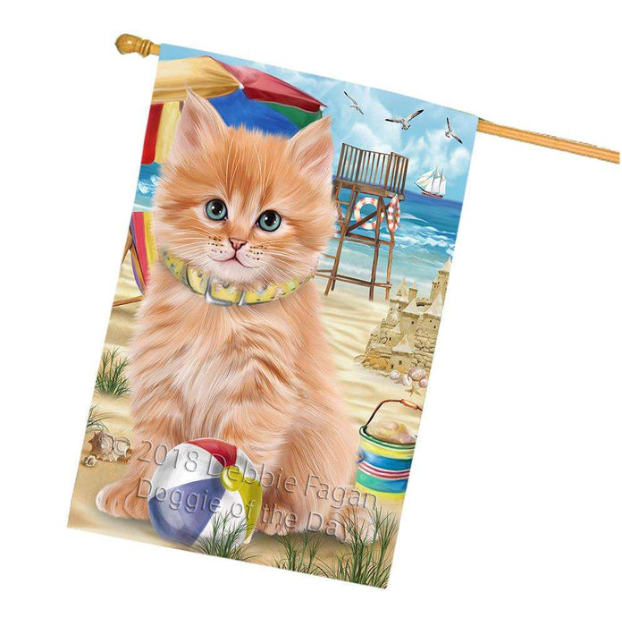 Pet Friendly Beach Siberian Cat House Flag FLG54387