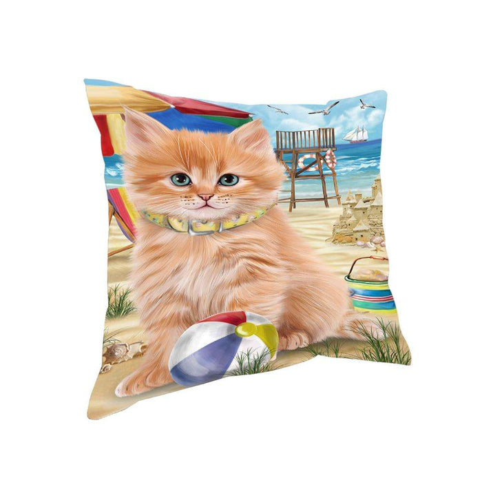 Pet Friendly Beach Siberian Cat Pillow PIL73380