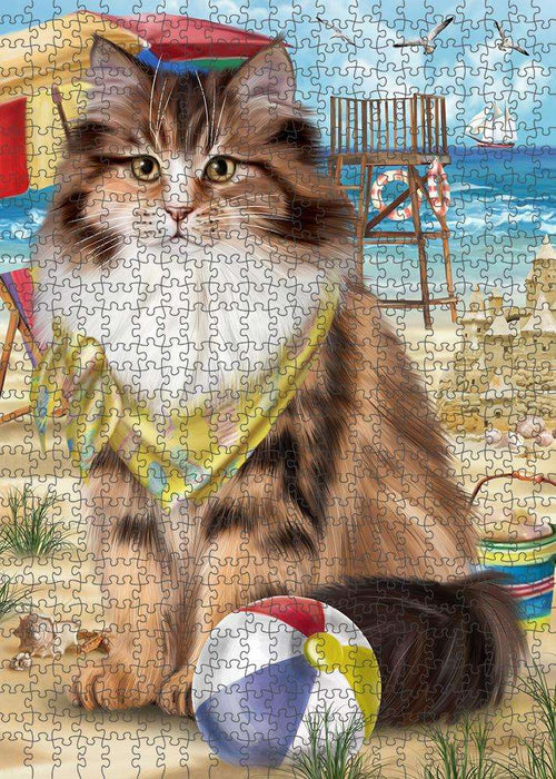 Pet Friendly Beach Siberian Cat Puzzle with Photo Tin PUZL83900