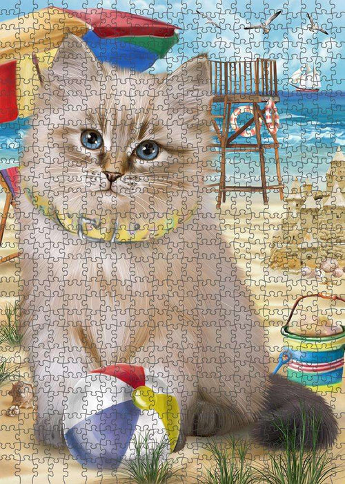 Pet Friendly Beach Siberian Cat Puzzle with Photo Tin PUZL83904