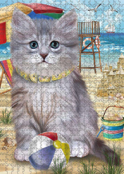 Pet Friendly Beach Siberian Cat Puzzle with Photo Tin PUZL83908