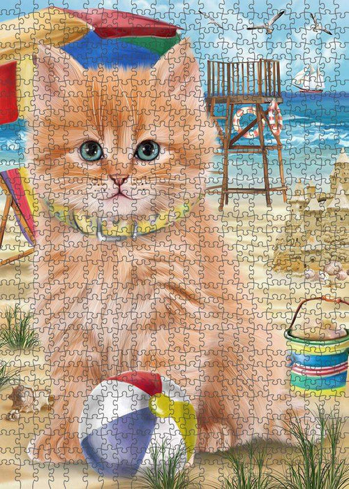 Pet Friendly Beach Siberian Cat Puzzle with Photo Tin PUZL83912