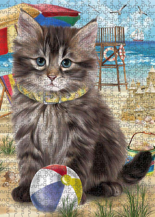Pet Friendly Beach Siberian Cat Puzzle with Photo Tin PUZL83916